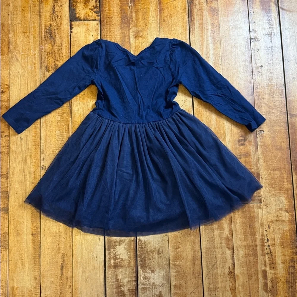 Carter Navy Blue Long Sleeve Dress 4T cotton with tulle skirt